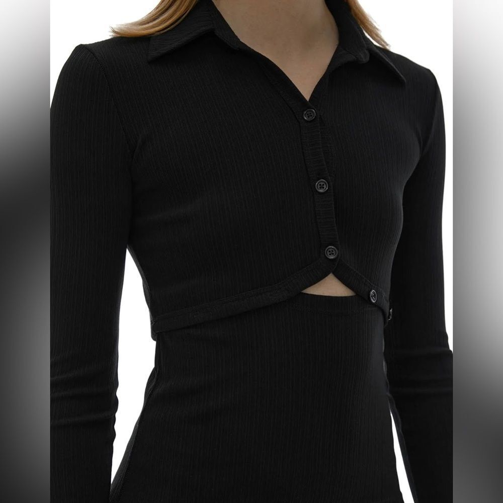Helmet Lang cut out‎ Top black ribbed SZ M PRICE FRIM